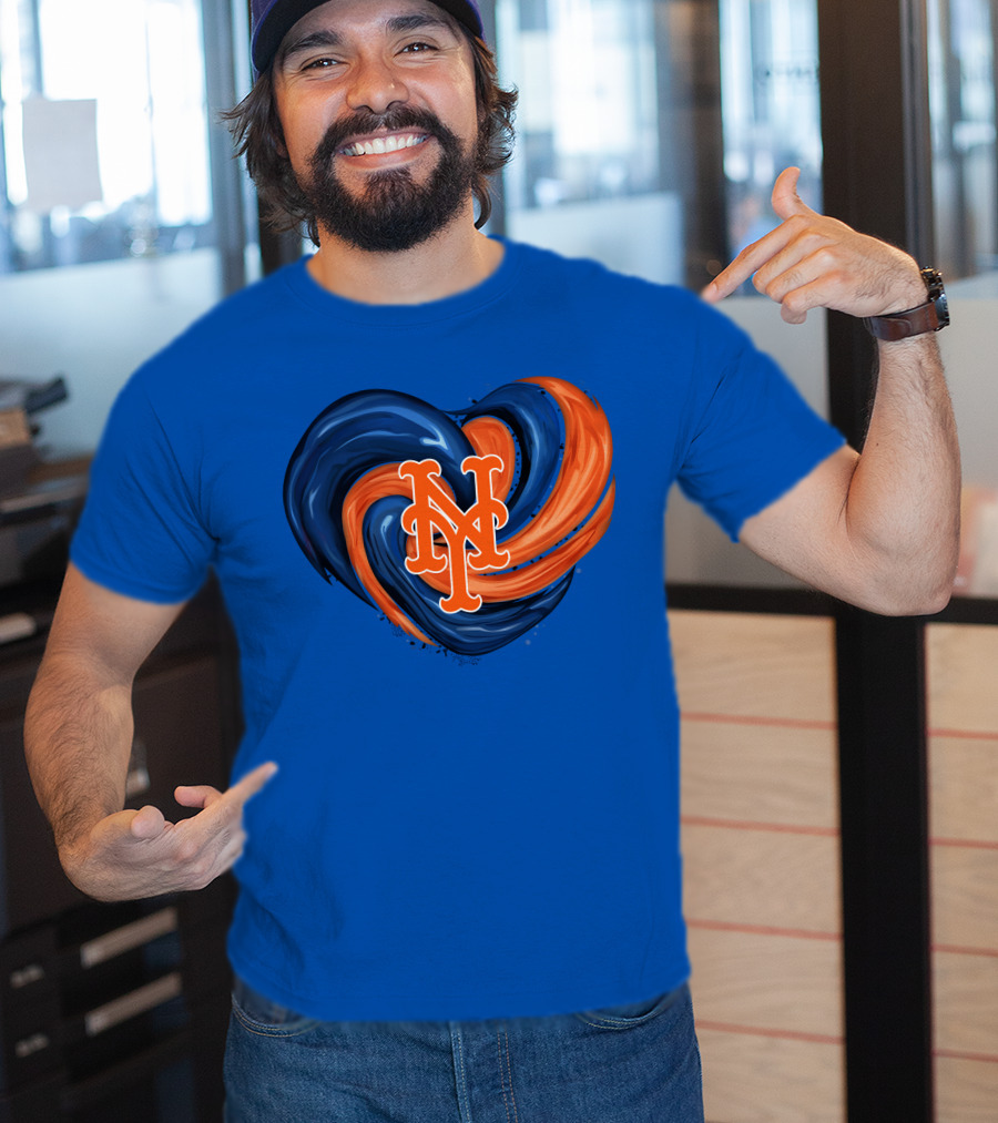 New York Mets Heart Swirl Icon Emblem T-Shirt