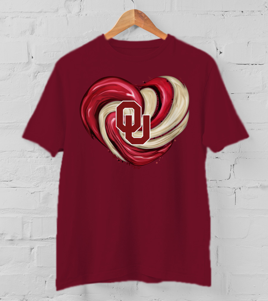 OU Red Gold Heart Tornado T-Shirt
