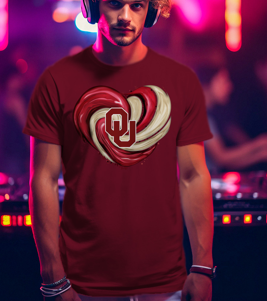 OU Red Gold Heart Tornado T-Shirt