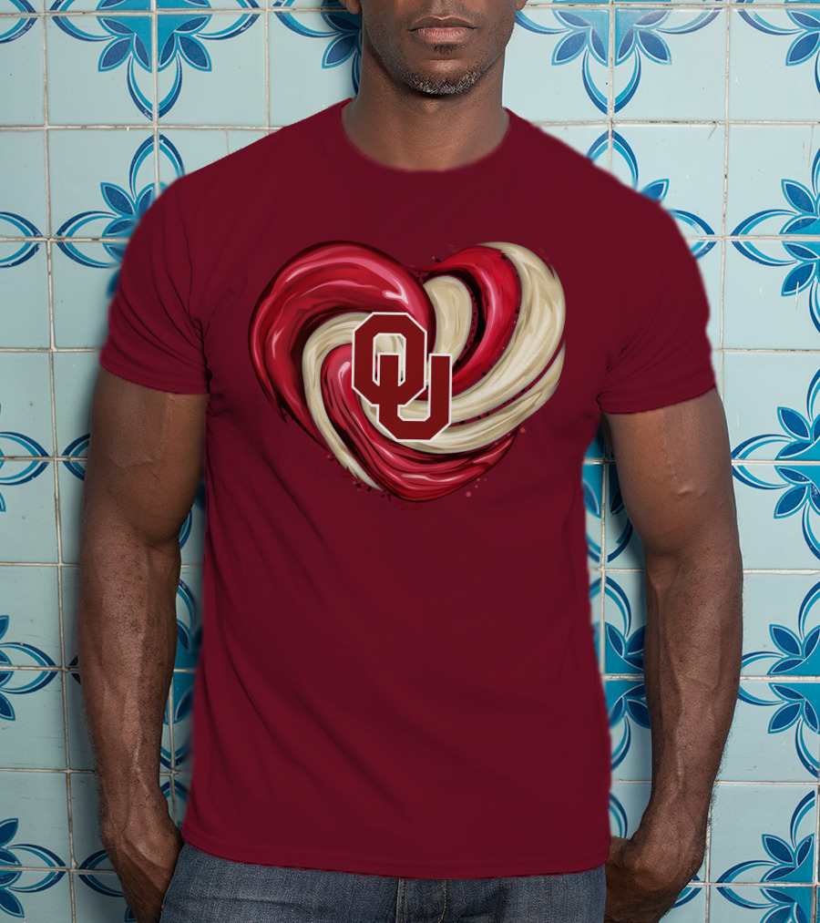 OU Red Gold Heart Tornado T-Shirt