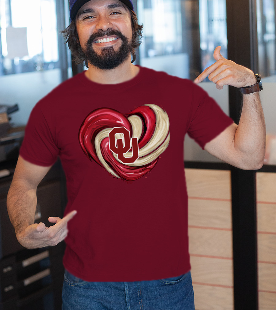 OU Red Gold Heart Tornado T-Shirt