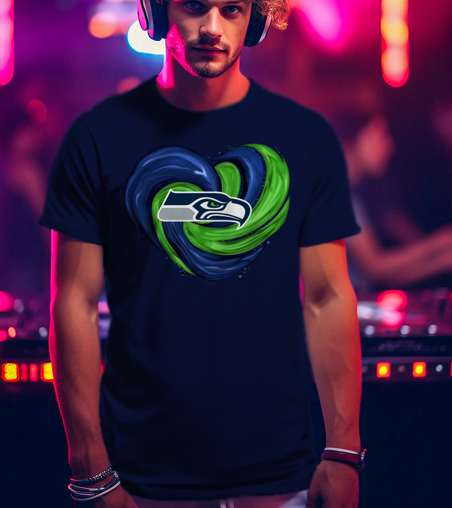 Seattle Seahawks Heart Logo Tornado T-Shirt
