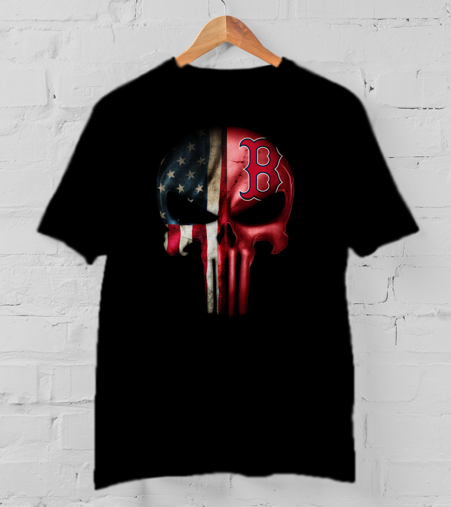 The Punisher Skull American Flag Boston Red Sox T-Shirt