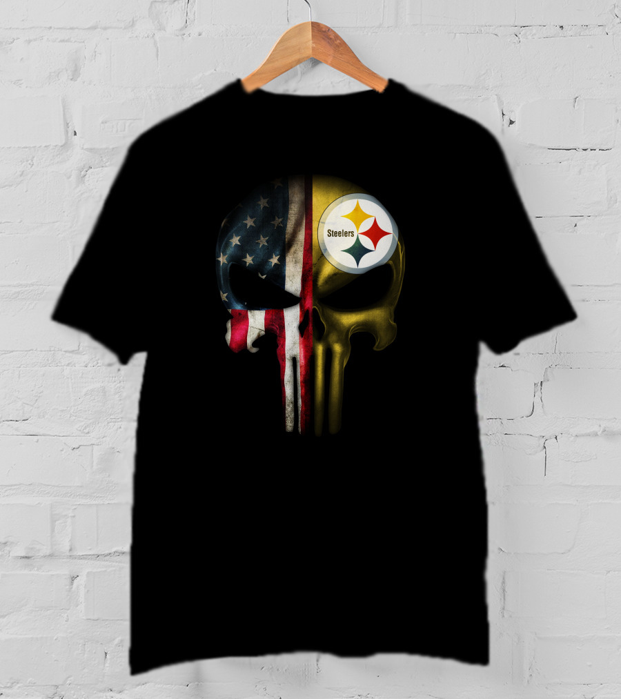 Punisher Skull American Flag Steelers T-Shirt