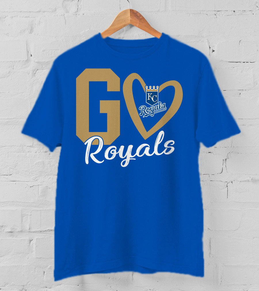 Go Royals KC Heart Crown Logo Royals T-Shirt