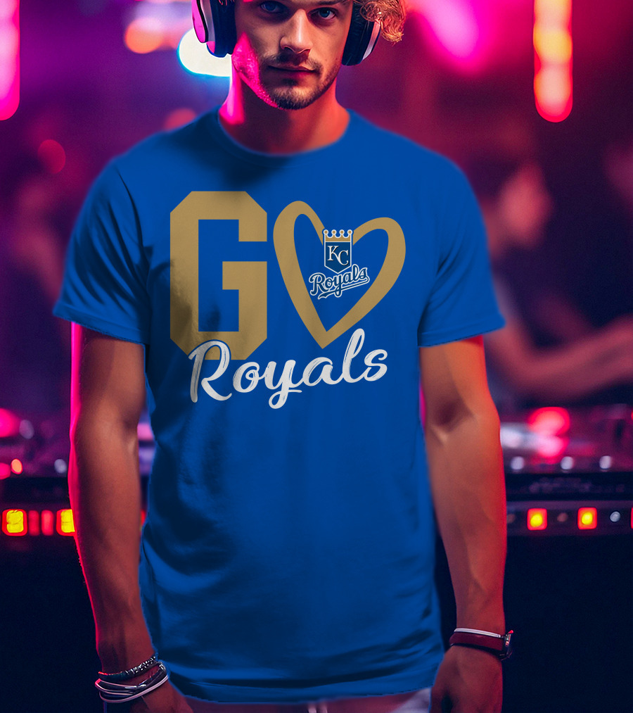 Go Royals KC Heart Crown Logo Royals T-Shirt