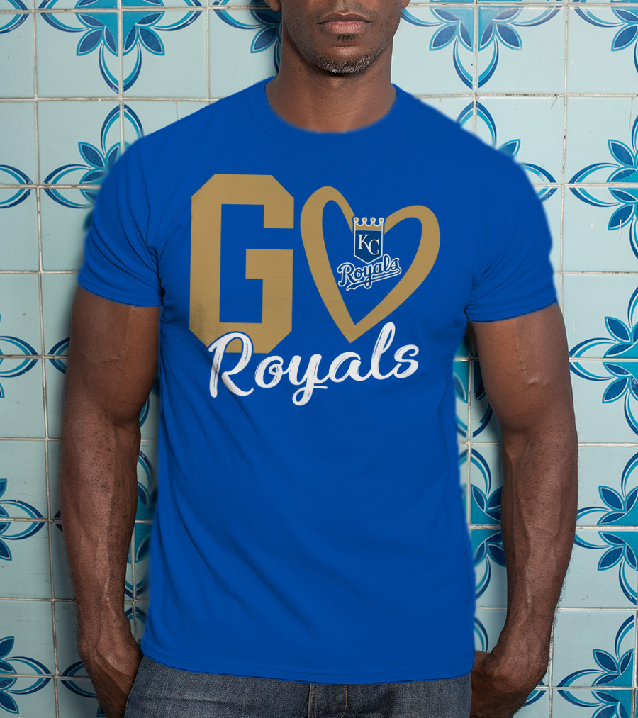 Go Royals KC Heart Crown Logo Royals T-Shirt