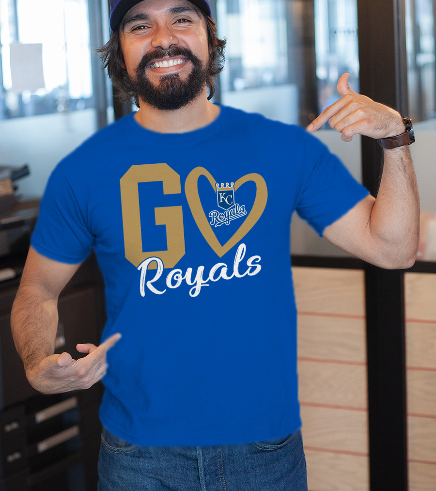 Go Royals KC Heart Crown Logo Royals T-Shirt