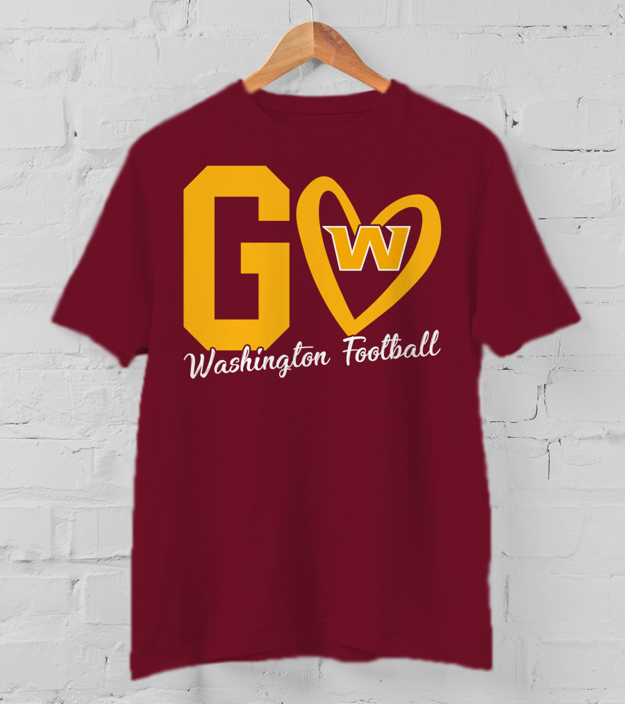 Go W Washington Football Team Heart T-Shirt