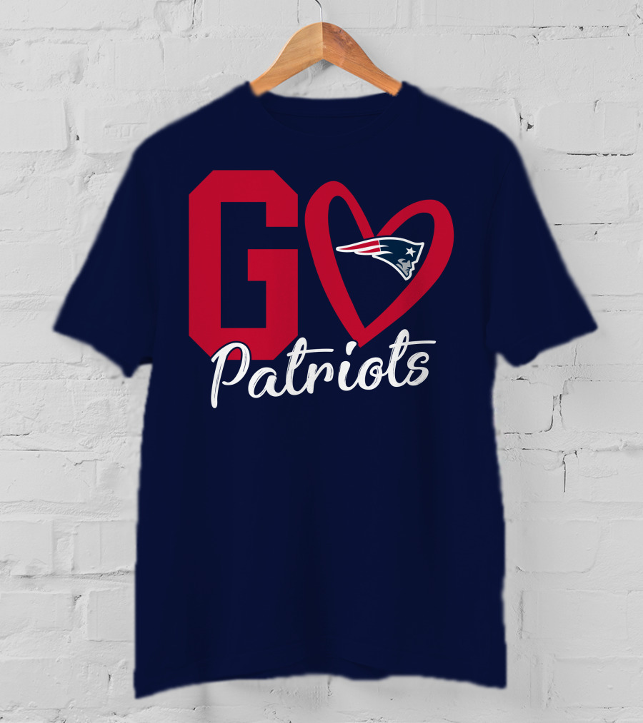Go Patriots New England Patriots Logo Heart T-Shirt