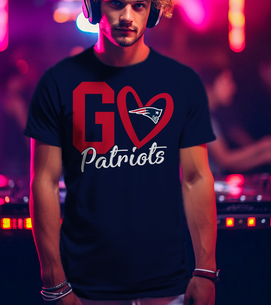 Go Patriots New England Patriots Logo Heart T-Shirt