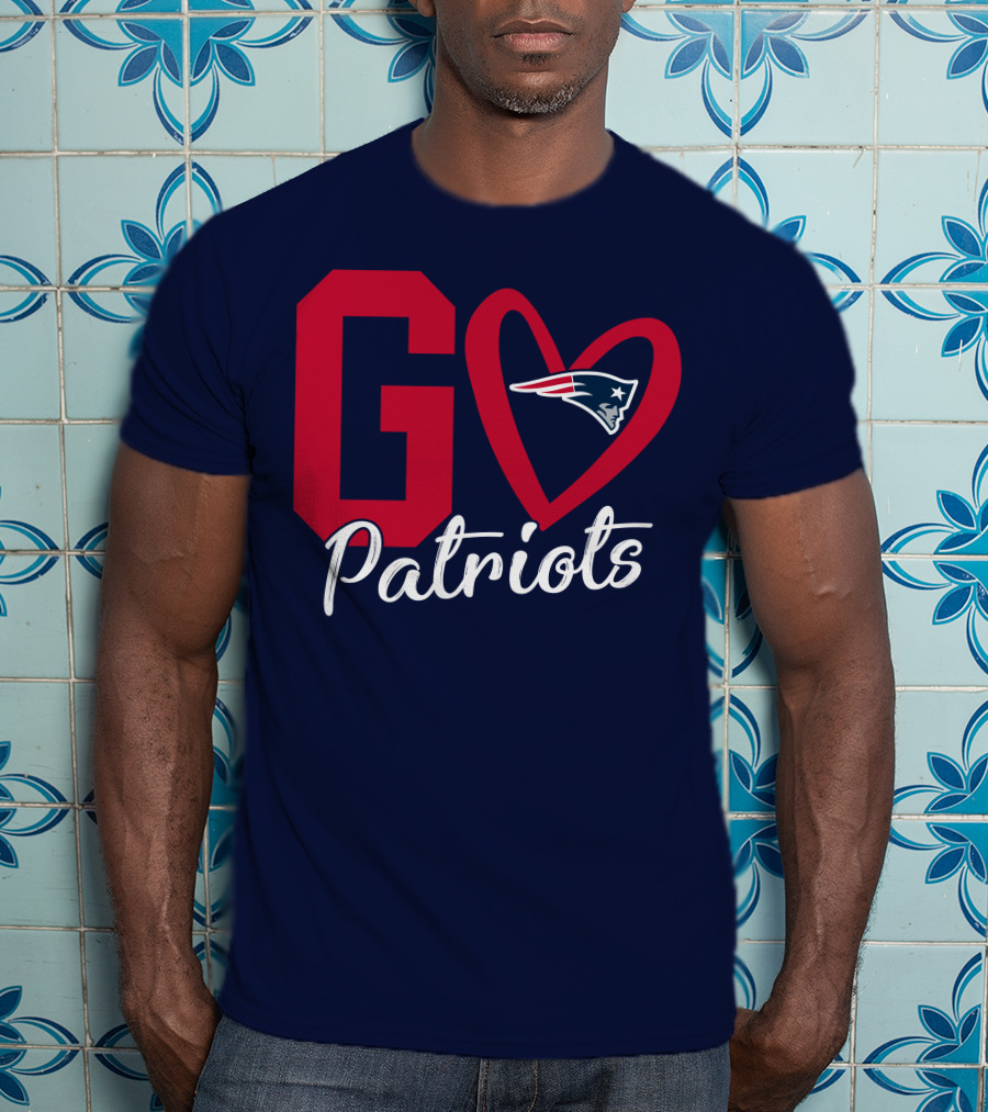 Go Patriots New England Patriots Logo Heart T-Shirt