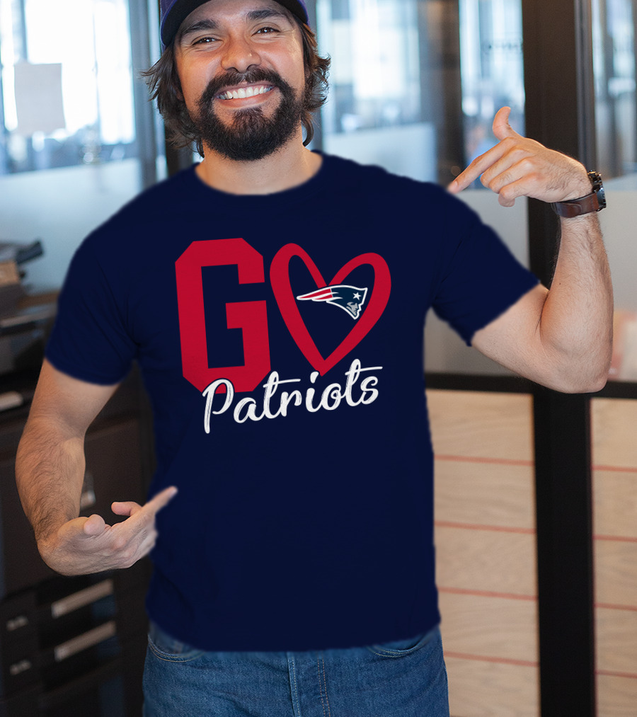 Go Patriots New England Patriots Logo Heart T-Shirt