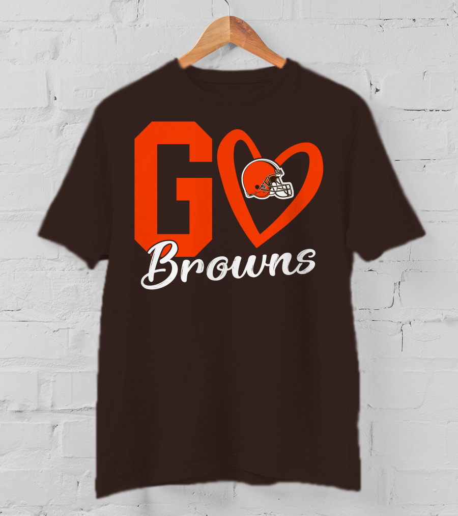 GO Heart Browns Football Helmet T-Shirt