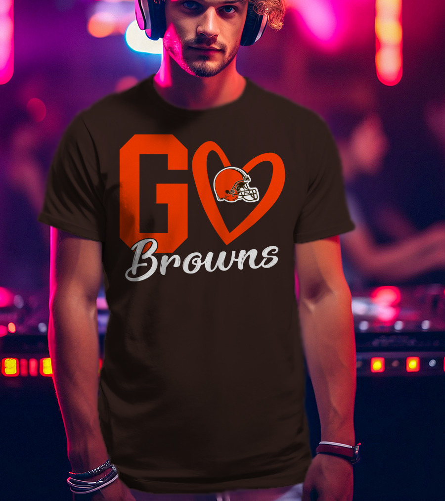GO Heart Browns Football Helmet T-Shirt