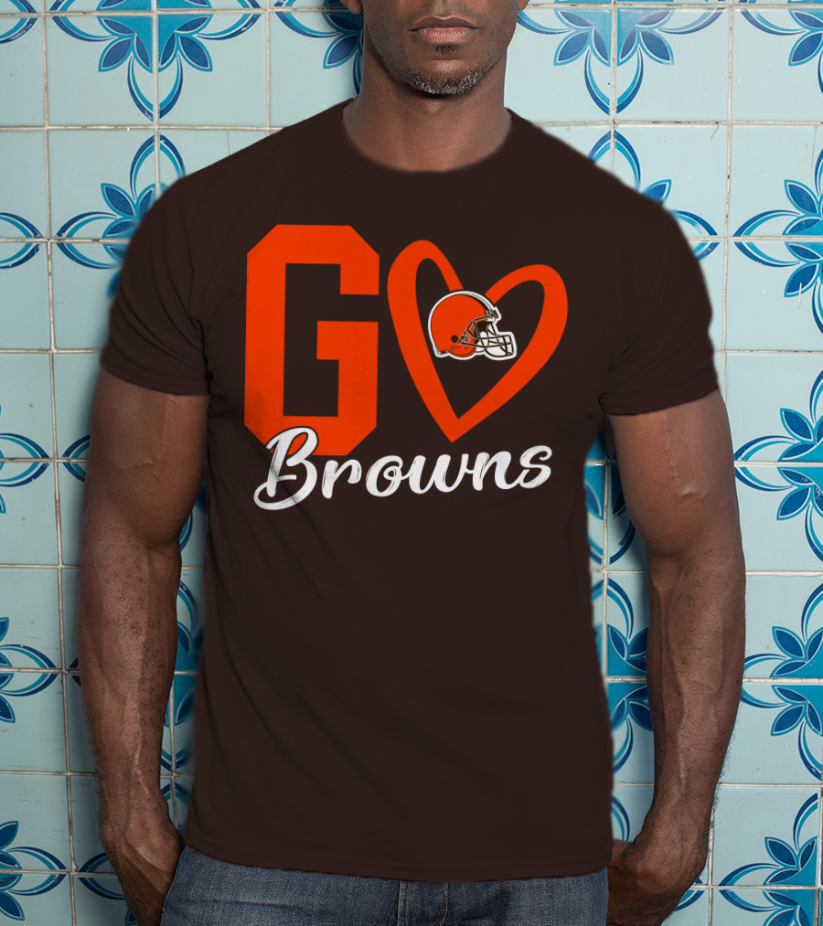 GO Heart Browns Football Helmet T-Shirt