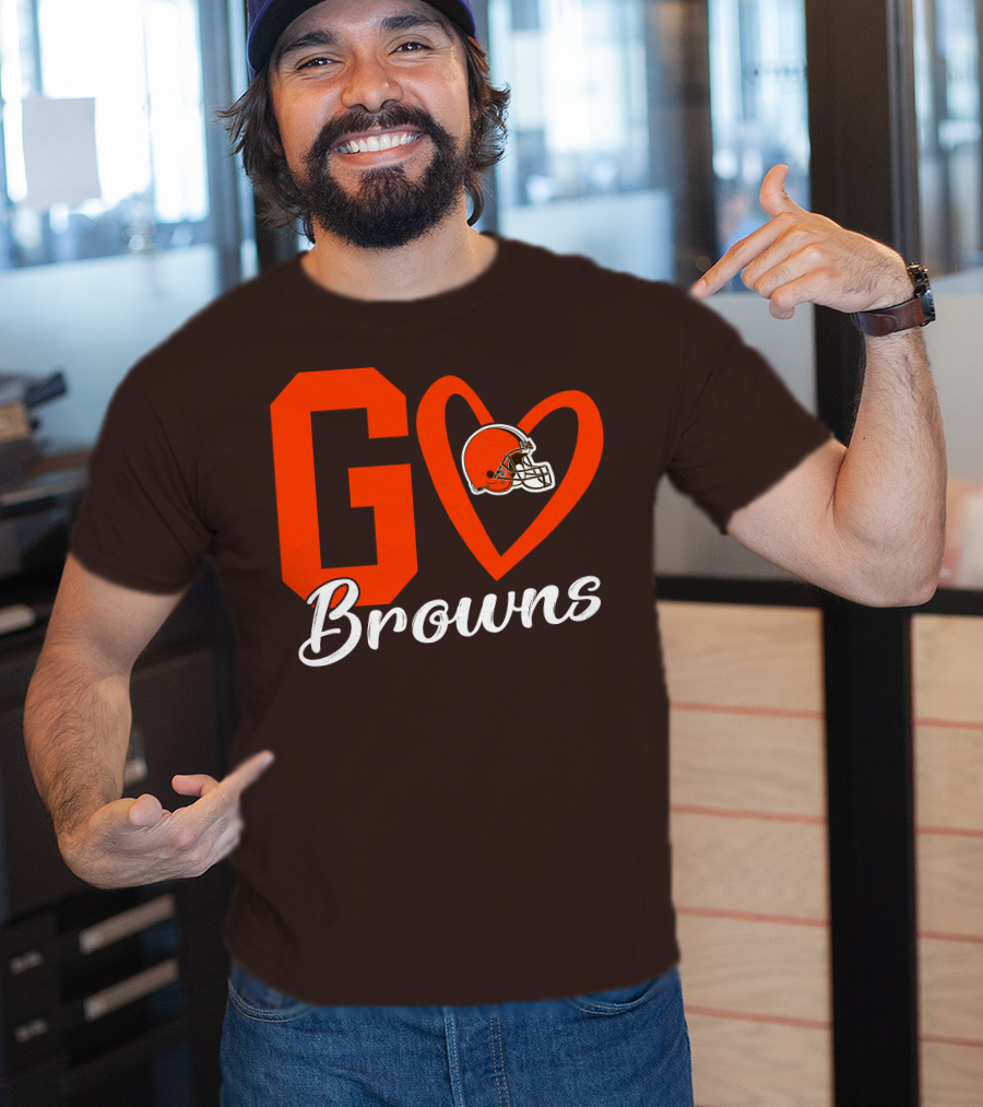 GO Heart Browns Football Helmet T-Shirt
