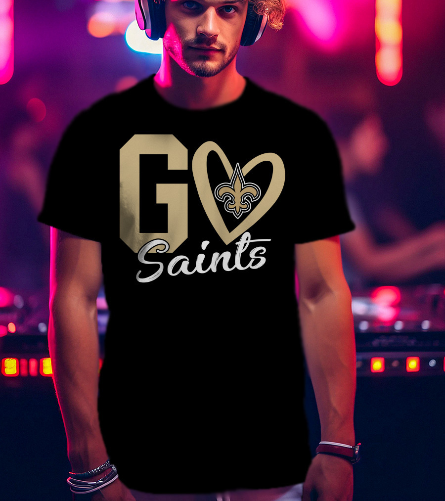 Go Saints Fleur-de-Lis Heart T-Shirt