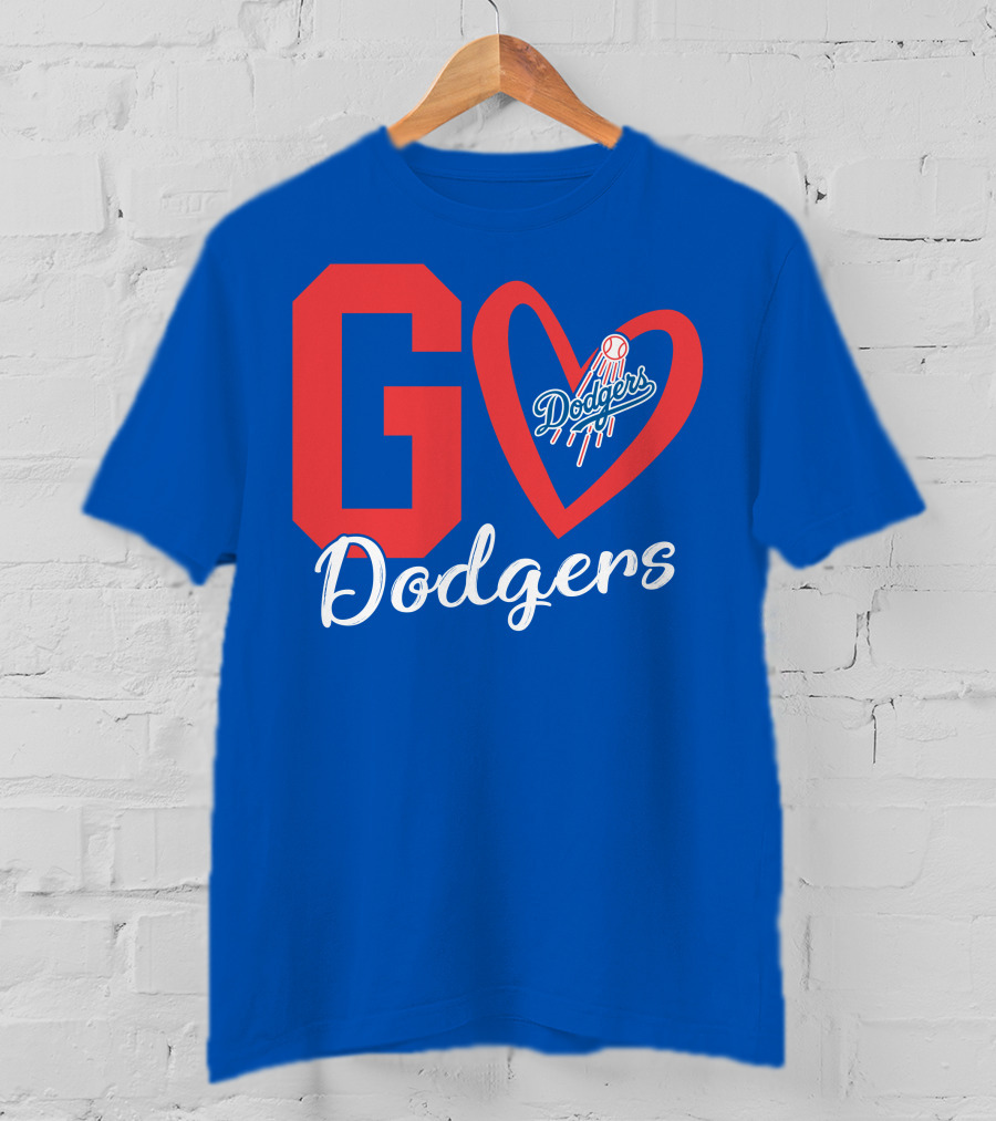 Go Dodgers Heart Logo Baseball Dodgers T-Shirt