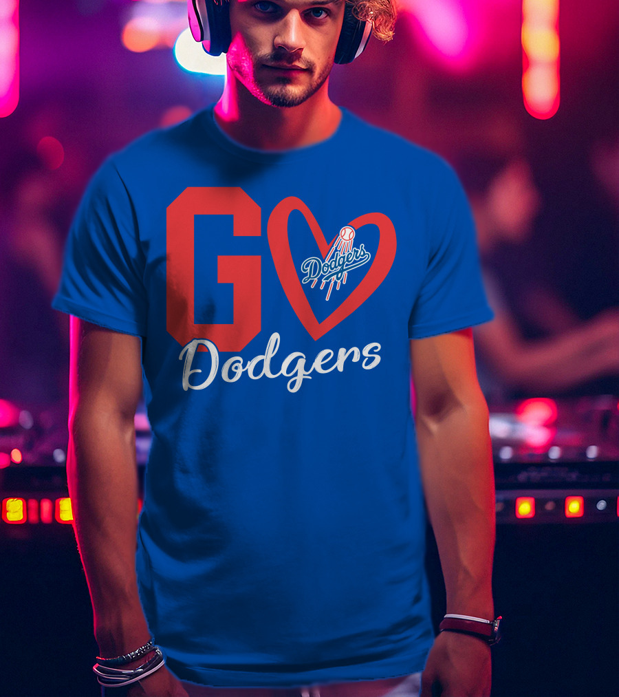 Go Dodgers Heart Logo Baseball Dodgers T-Shirt
