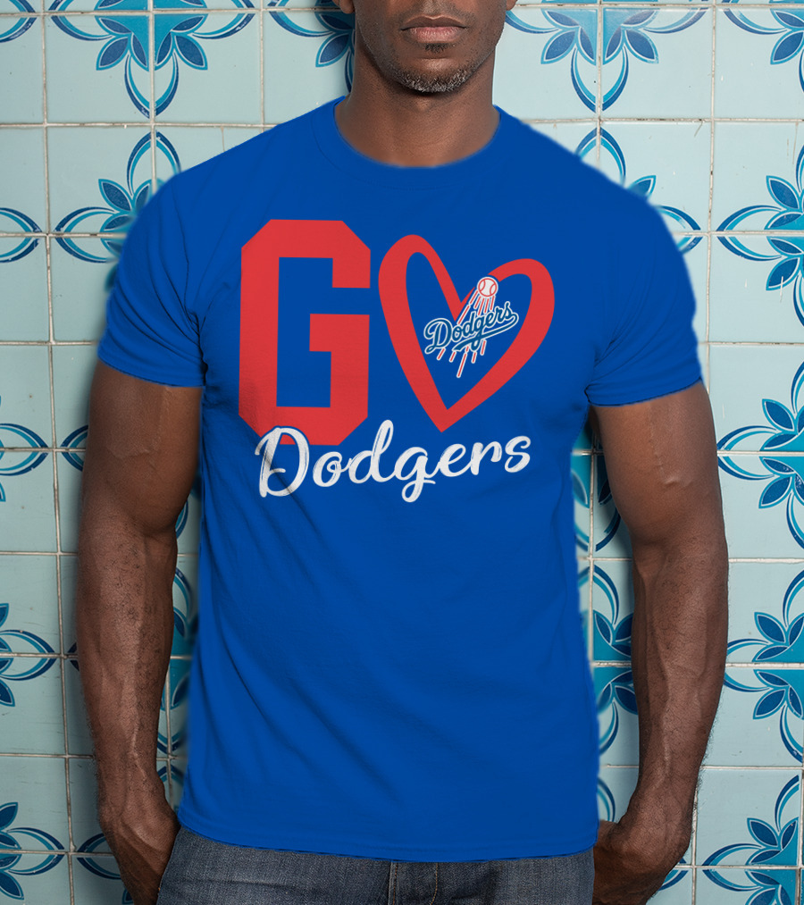Go Dodgers Heart Logo Baseball Dodgers T-Shirt