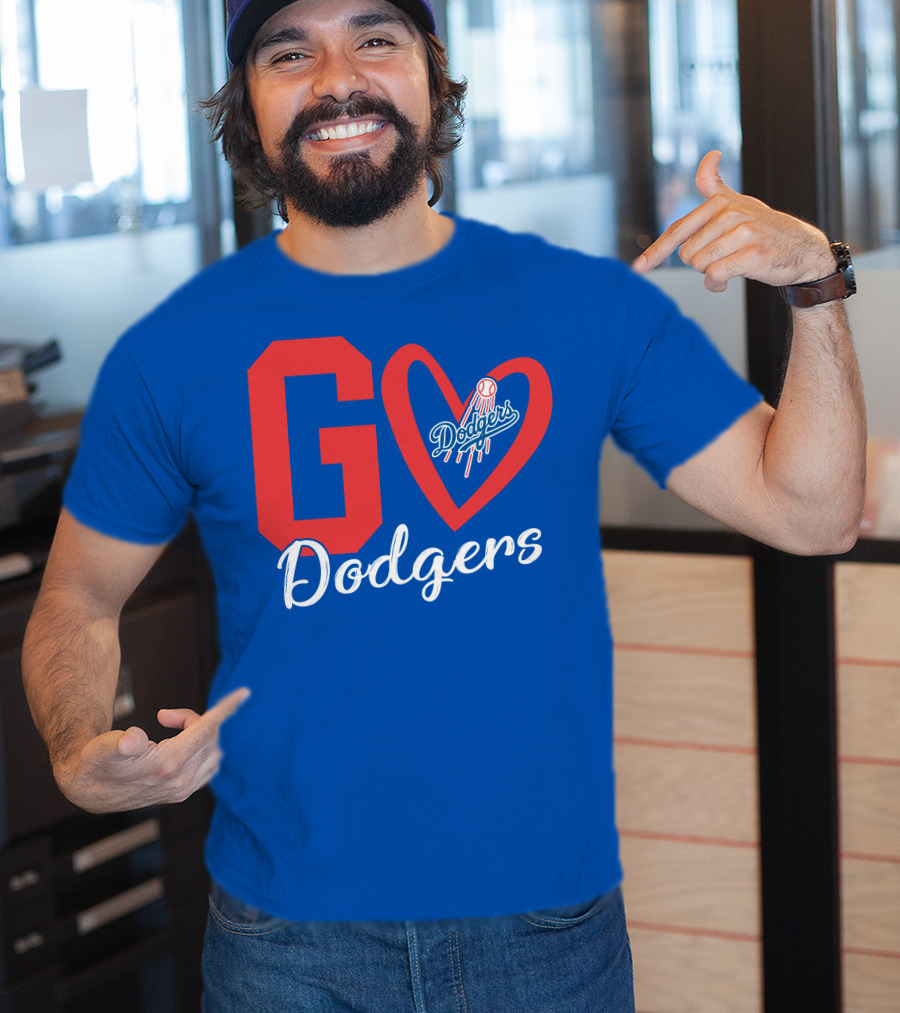 Go Dodgers Heart Logo Baseball Dodgers T-Shirt