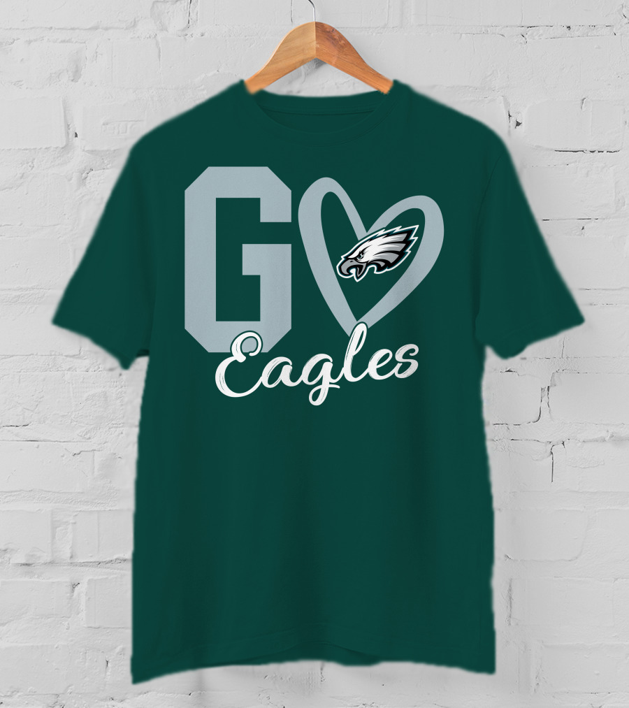 Go Eagles Philadelphia Eagles Logo Heart T-Shirt