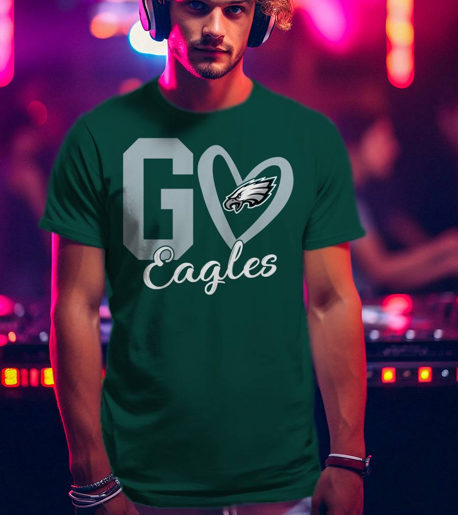 Go Eagles Philadelphia Eagles Logo Heart T-Shirt