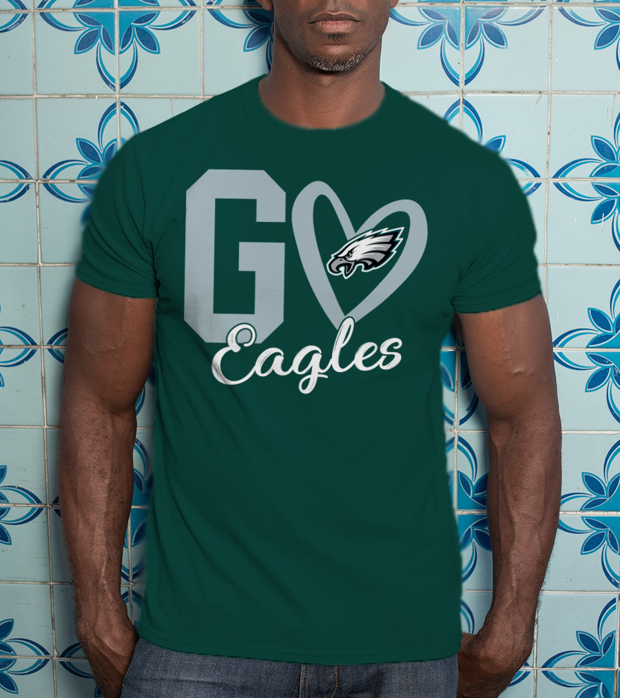 Go Eagles Philadelphia Eagles Logo Heart T-Shirt