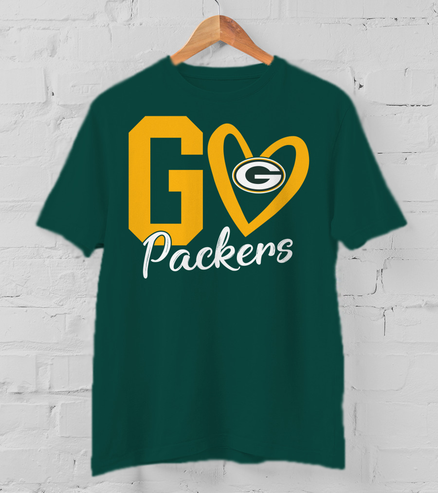 Go Packers Heart Logo Green Bay Enthusiasm T-Shirt
