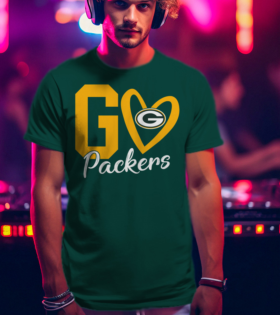 Go Packers Heart Logo Green Bay Enthusiasm T-Shirt
