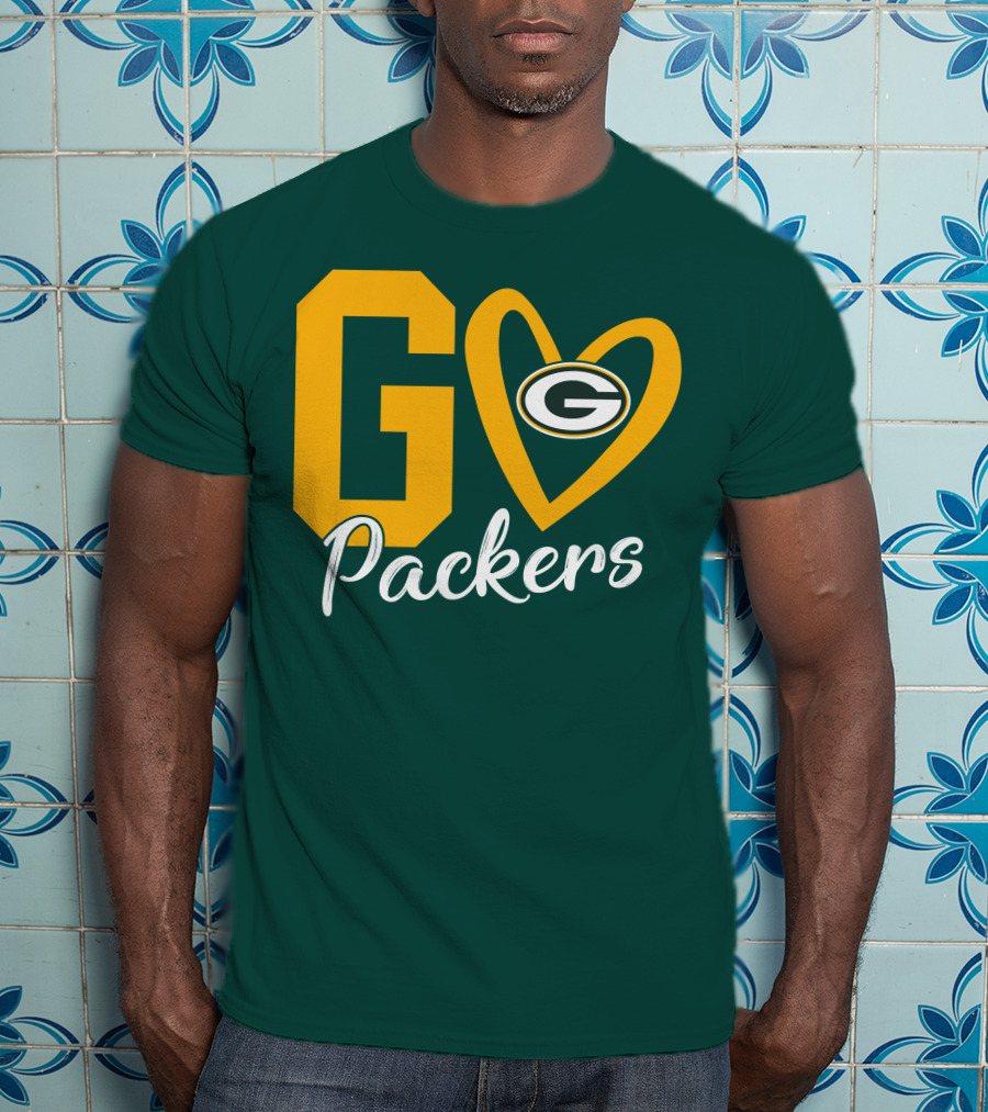 Go Packers Heart Logo Green Bay Enthusiasm T-Shirt