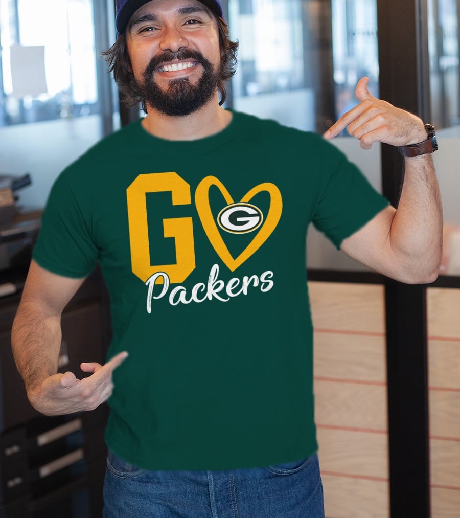 Go Packers Heart Logo Green Bay Enthusiasm T-Shirt