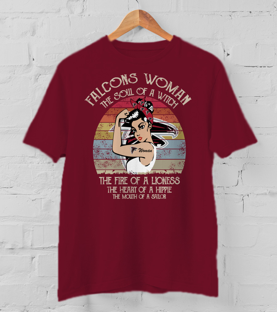 Falcons Woman The Soul Of A Witch The Fire Of A Lioness The Heart Of A Hippie The Mouth Of A Sailor T-Shirt