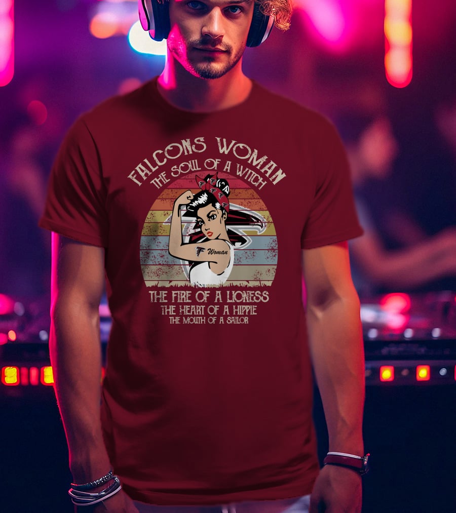 Falcons Woman The Soul Of A Witch The Fire Of A Lioness The Heart Of A Hippie The Mouth Of A Sailor T-Shirt