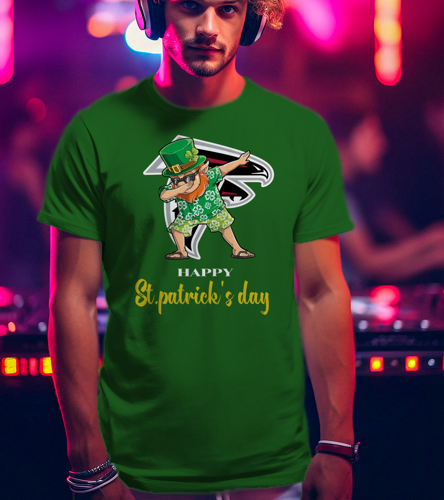 Atlanta Falcons Happy St Patrick's Day Dabbing Leprechaun T-Shirt