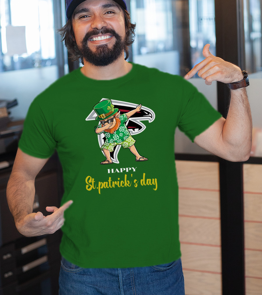 Atlanta Falcons Happy St Patrick's Day Dabbing Leprechaun T-Shirt