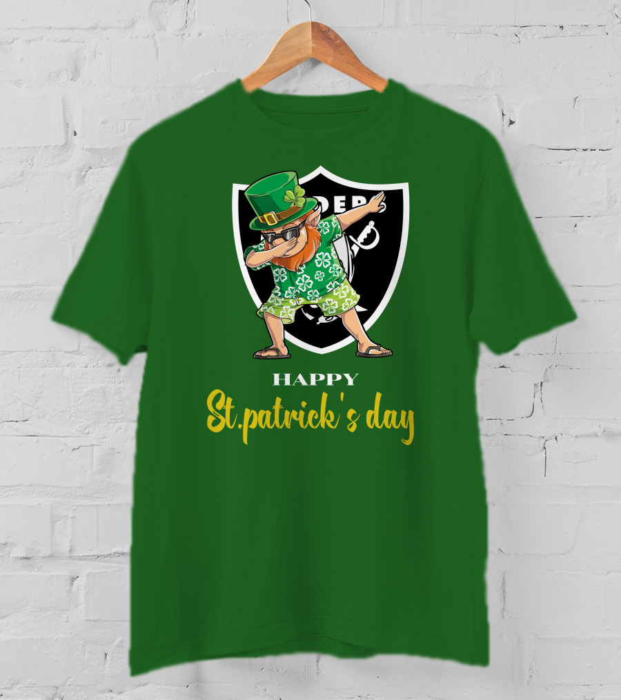 Las Vegas Raiders Happy St Patrick's Day Dabbing Leprechaun T-Shirt