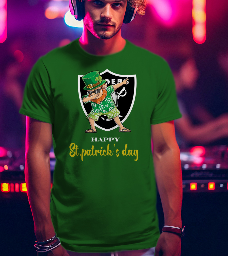 Las Vegas Raiders Happy St Patrick's Day Dabbing Leprechaun T-Shirt