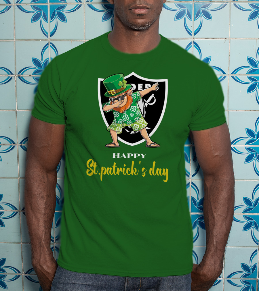 Las Vegas Raiders Happy St Patrick's Day Dabbing Leprechaun T-Shirt