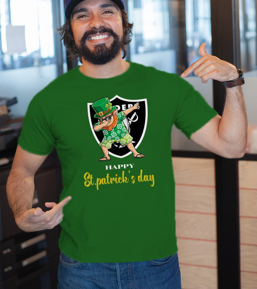 Las Vegas Raiders Happy St Patrick's Day Dabbing Leprechaun T-Shirt
