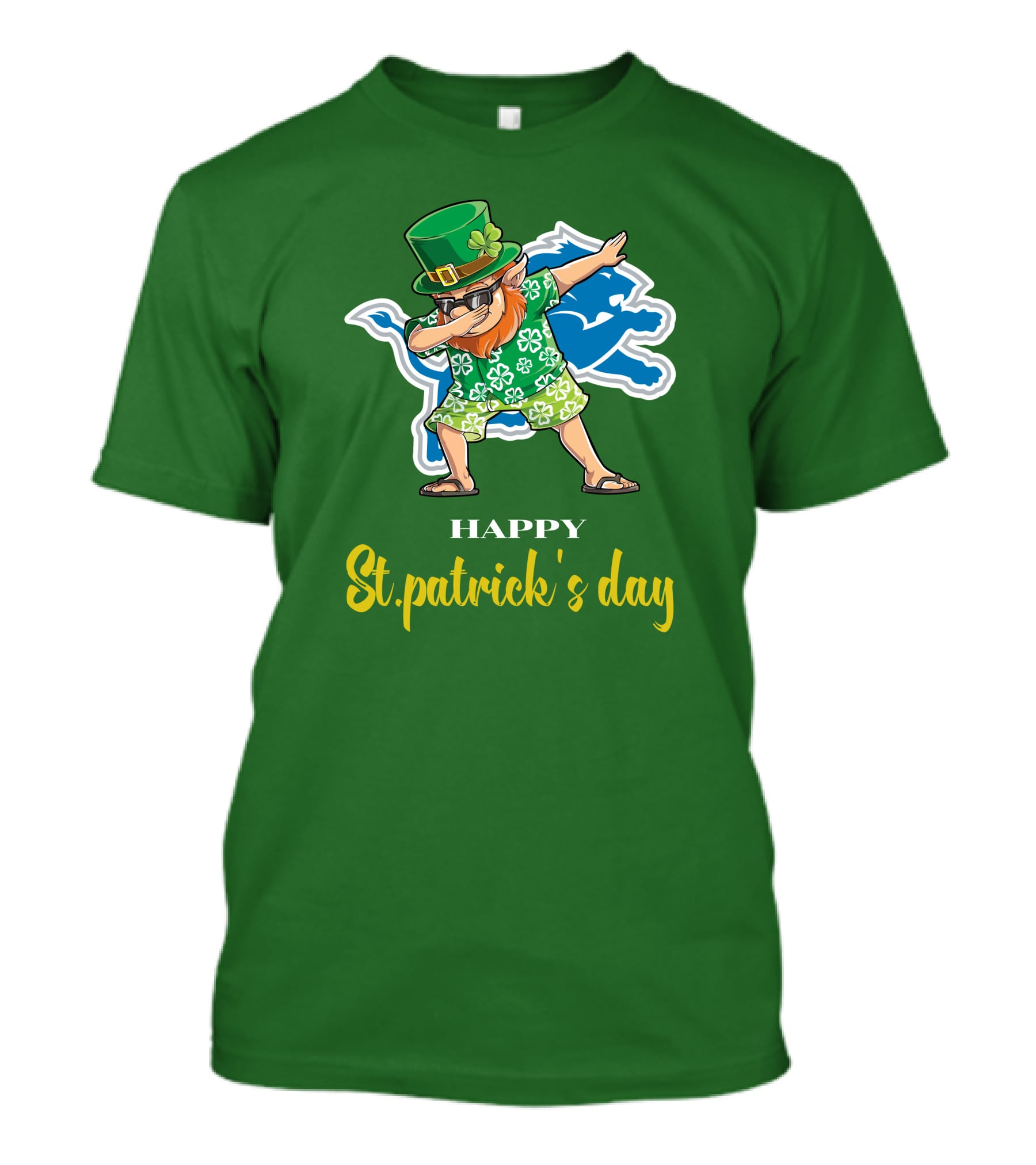 Happy St. Patrick's Day Dabbing Leprechaun Detroit Lions T-Shirt