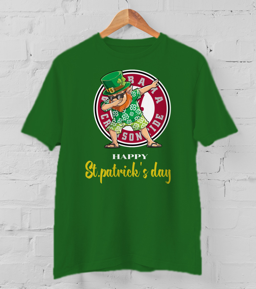 Alabama Crimson Tide St Patrick's Day Happy Dabbing Leprechaun T-Shirt