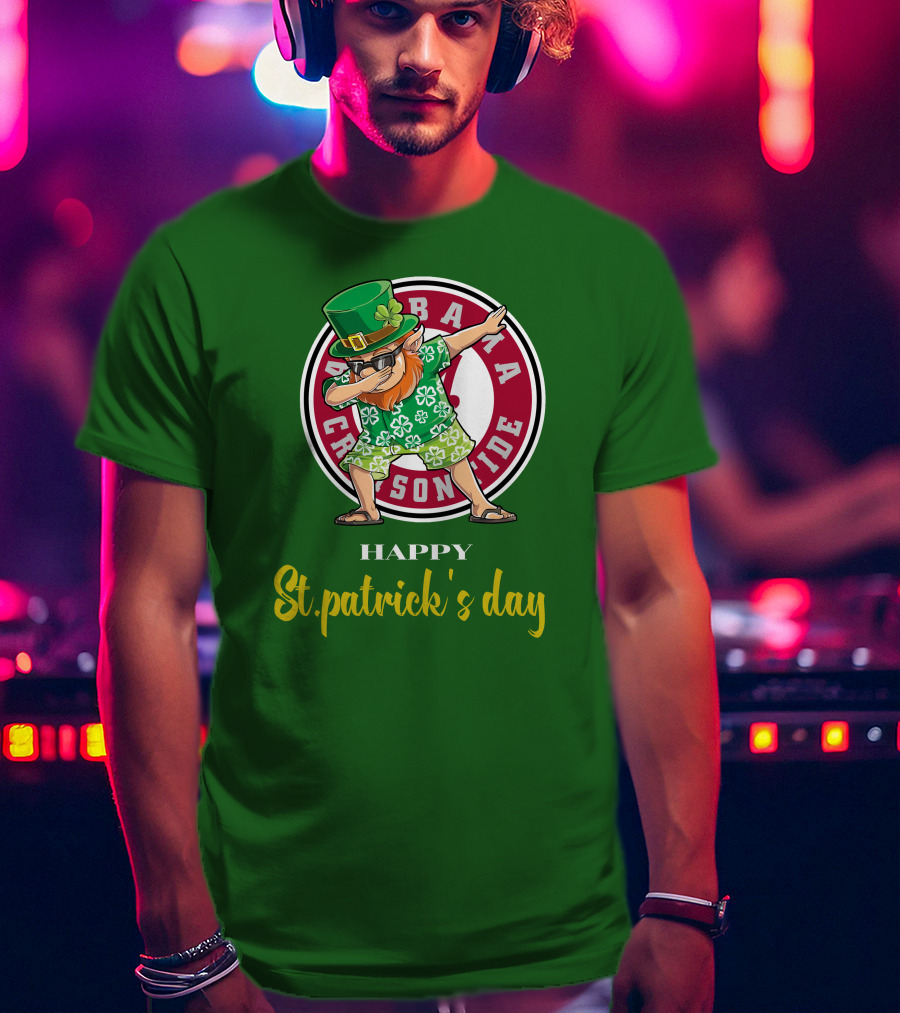 Alabama Crimson Tide St Patrick's Day Happy Dabbing Leprechaun T-Shirt