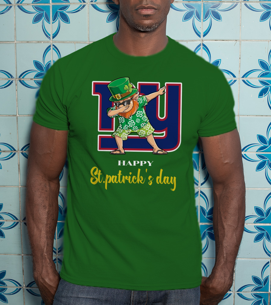 Happy St. Patrick's Day New York Giants Dabbing Leprechaun T-Shirt