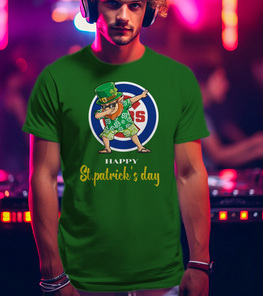 Happy St. Patrick's Day Chicago Cubs Dabbing Leprechaun T-Shirt