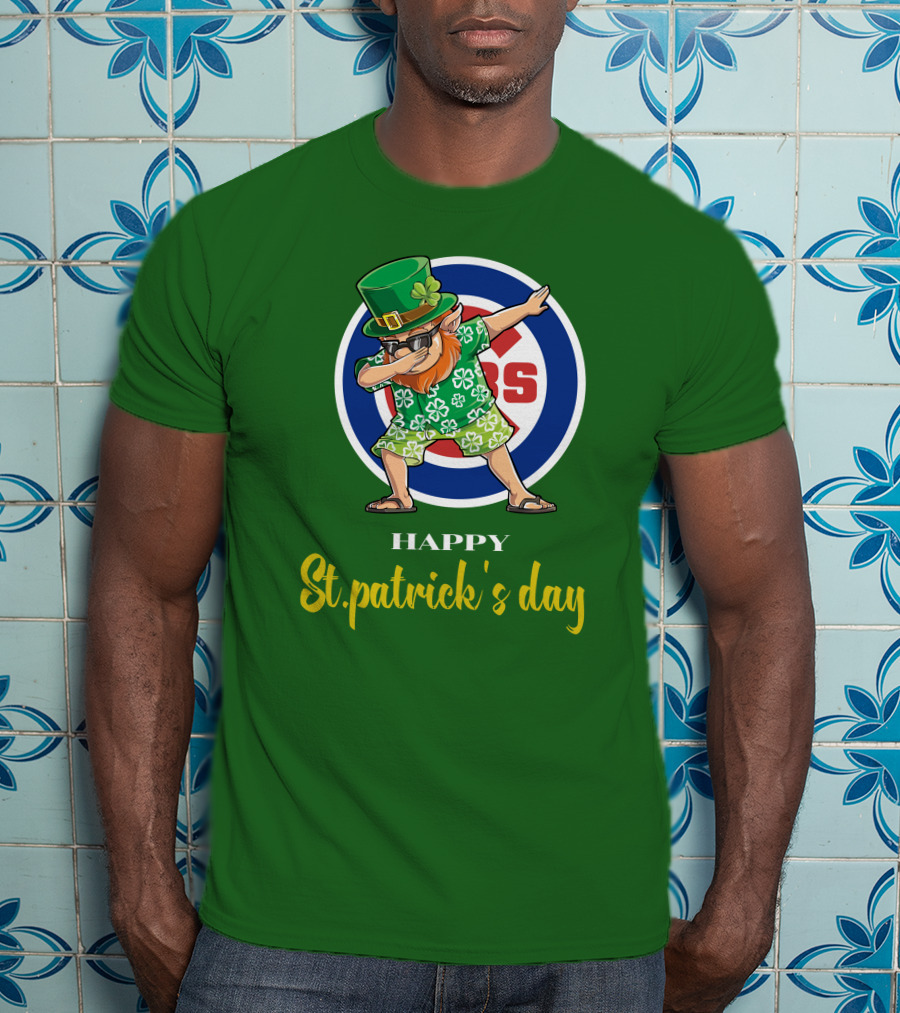 Happy St. Patrick's Day Chicago Cubs Dabbing Leprechaun T-Shirt