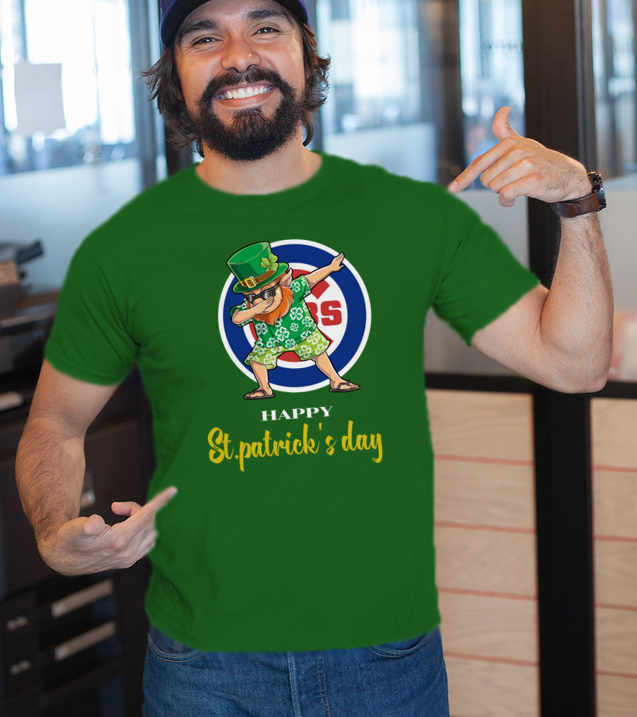 Happy St. Patrick's Day Chicago Cubs Dabbing Leprechaun T-Shirt