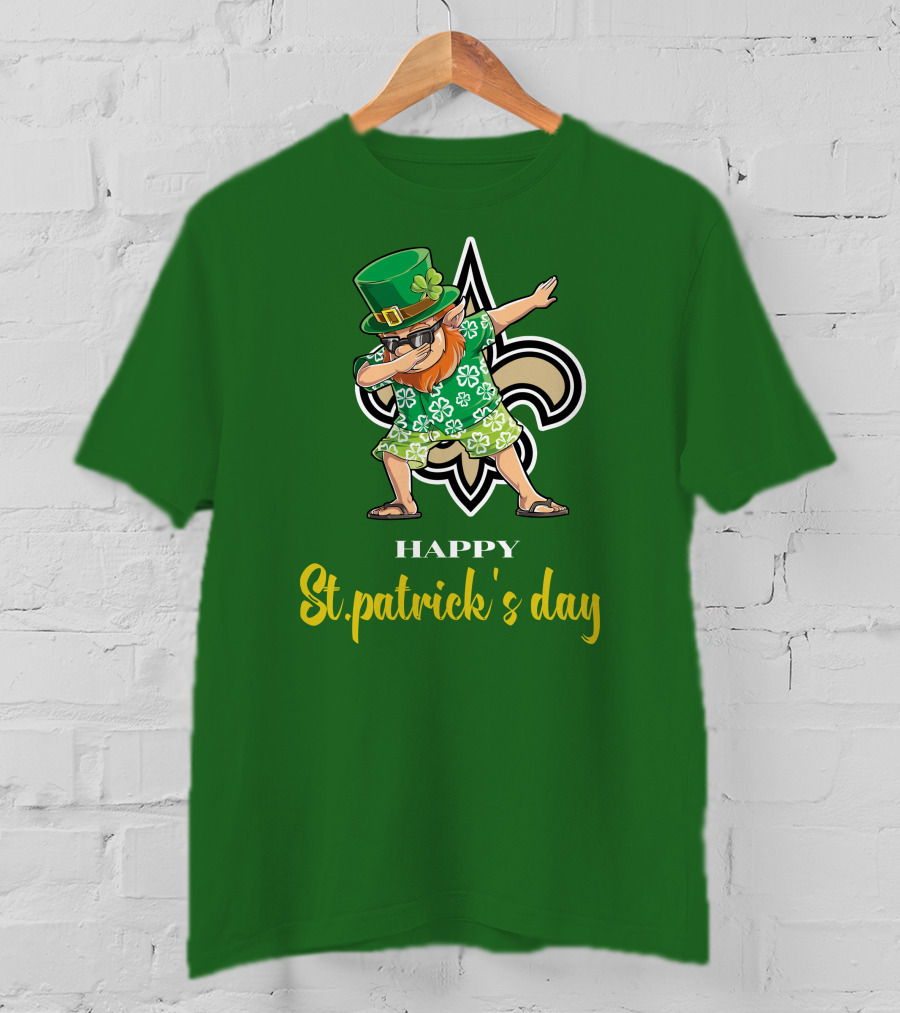 Happy St. Patrick's Day New Orleans Saints Dabbing Leprechaun T-Shirt