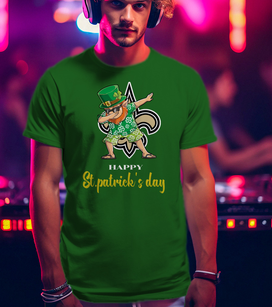 Happy St. Patrick's Day New Orleans Saints Dabbing Leprechaun T-Shirt